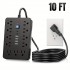 1 Piece 17-in-1 Surge Protected Power Strip With 11 AC Outlets, 4 USB And 2 Type-C Ports. Wall Mountable Desktop Charging Station. US Plug. Perfect For Home, Office And Travel. Available In 5ft Or 10ft Cord Length. 1 Piece 17-in-1 Surge Protected Power Strip With 11 AC Outlets, 4 USB And 2 Type-C Ports. Wall Mountable Desktop Charging Station. US Plug. Perfect For Home, Office And Travel. Available In 5ft Or 10ft Cord Length.