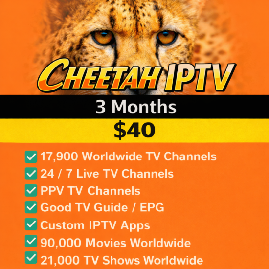 Cheetah IPTV 3 Month Subscription Cheetah IPTV 3 Month Subscription
