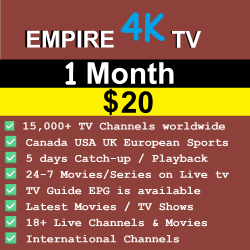 Empire 4K IPTV - 1 Month Empire 4K IPTV - 1 Month