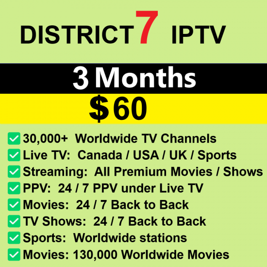 District7 IPTV 3 Month District7 IPTV 3 Month