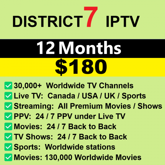 District7 IPTV 12 Month