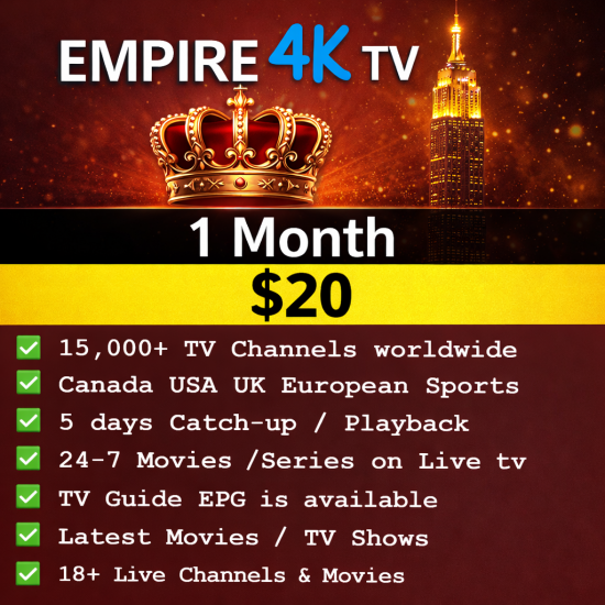 Empire 4K IPTV – Fast Stalker IPTV Server with 4K Worldwide Channels Empire 4K IPTV – Fast Stalker IPTV Server with 4K Worldwide Channels