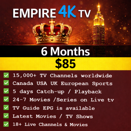 Empire 4K IPTV Canada – Fast 4K Stalker IPTV for Canadians Empire 4K IPTV Canada – Fast 4K Stalker IPTV for Canadians