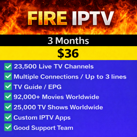 Fire IPTV 3 Month Subscription Fire IPTV 3 Month Subscription