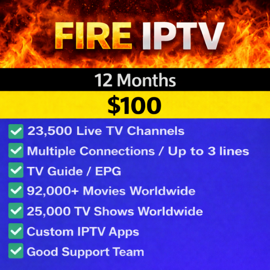 Fire IPTV 12 Month Subscription Fire IPTV 12 Month Subscription