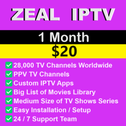 Zeal IPTV 1 Month Zeal IPTV 1 Month