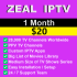 Zeal IPTV 1 Month